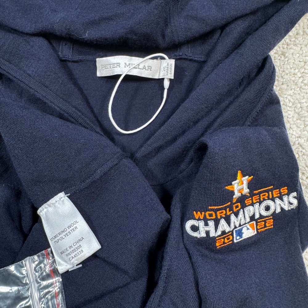 Peter Millar Hoodie Womens M Navy Houston Astros 2022 World Series Merino Wool - Picture 9 of 9